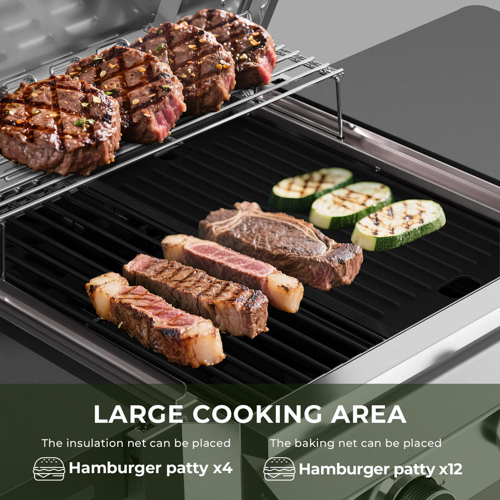 WAA Propane Gas Grill with 2-Burner,Outdoor Gas BBQ Grill with Side Storage Shelves,Top Cover Lid, Oil Tray,Wheels,Barbeque Stove for Barbecue Cooking,Patio,Camping and Party,16000 BTU Gas Grills
