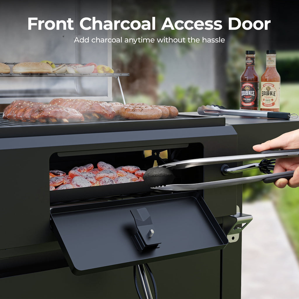 Flintex Propane Gas and Charcoal Grill Combo, Dual Fuel Outdoor BBQ Grill Stainless Steel Lids for Patio Garden Picnic Backyard Barbecue Cooking Gas Grills
