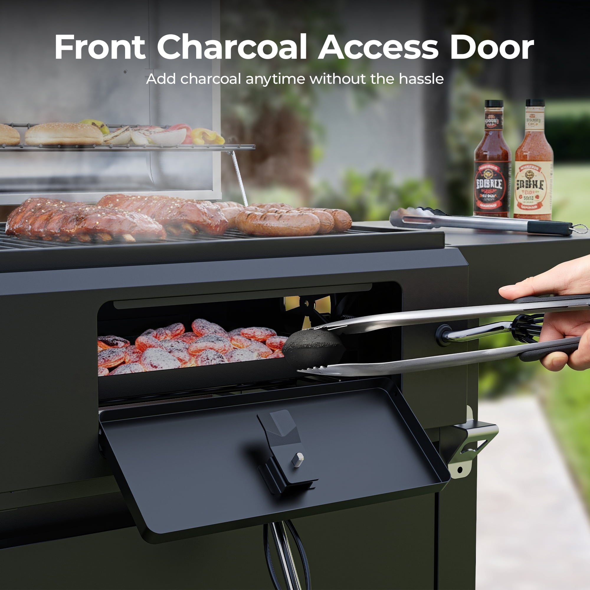 Flintex Propane Gas and Charcoal Grill Combo, Dual Fuel Outdoor BBQ Grill Stainless Steel Lids for Patio Garden Picnic Backyard Barbecue Cooking Gas Grills