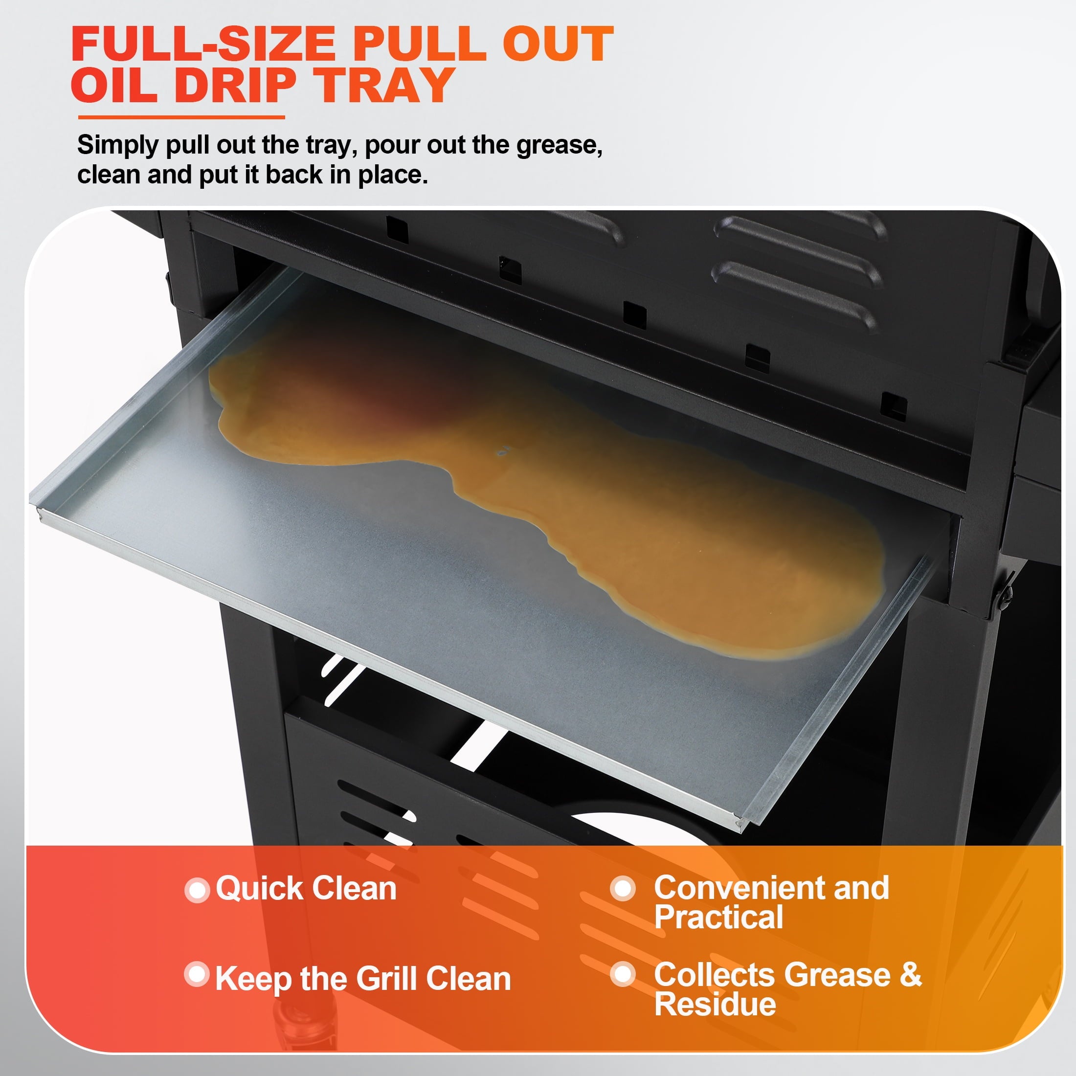3-Burner Propane Gas Grill with Side Burner, Gas BBQ Grill with Thermometer, Bottle Opener, and Tool Hooks, 40000 BTU Output, Fit for Patio Camping Outdoor Cooking Segmart