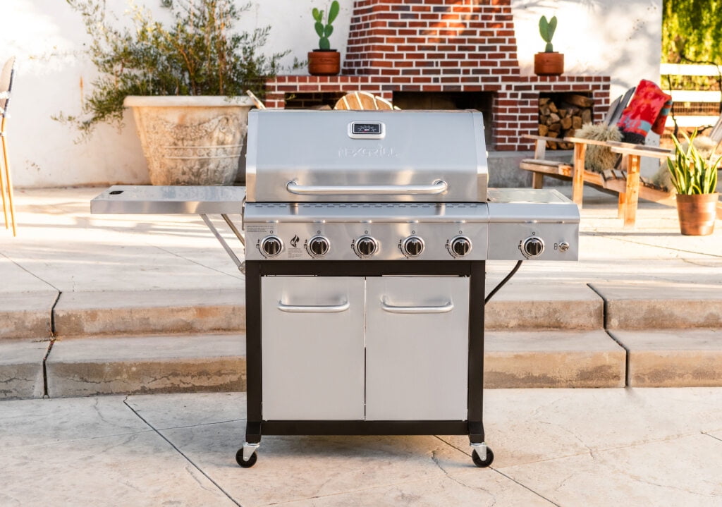 Nexgrill?Deluxe 5-Burner Propane BBQ Grill with Side Burner and Foldable Side Table, Stainless Steel Control Panel, Electric Ignition, 60,000 BTUs Output, Gas Grill Perfect for Gatherings - 72 Nexgrill