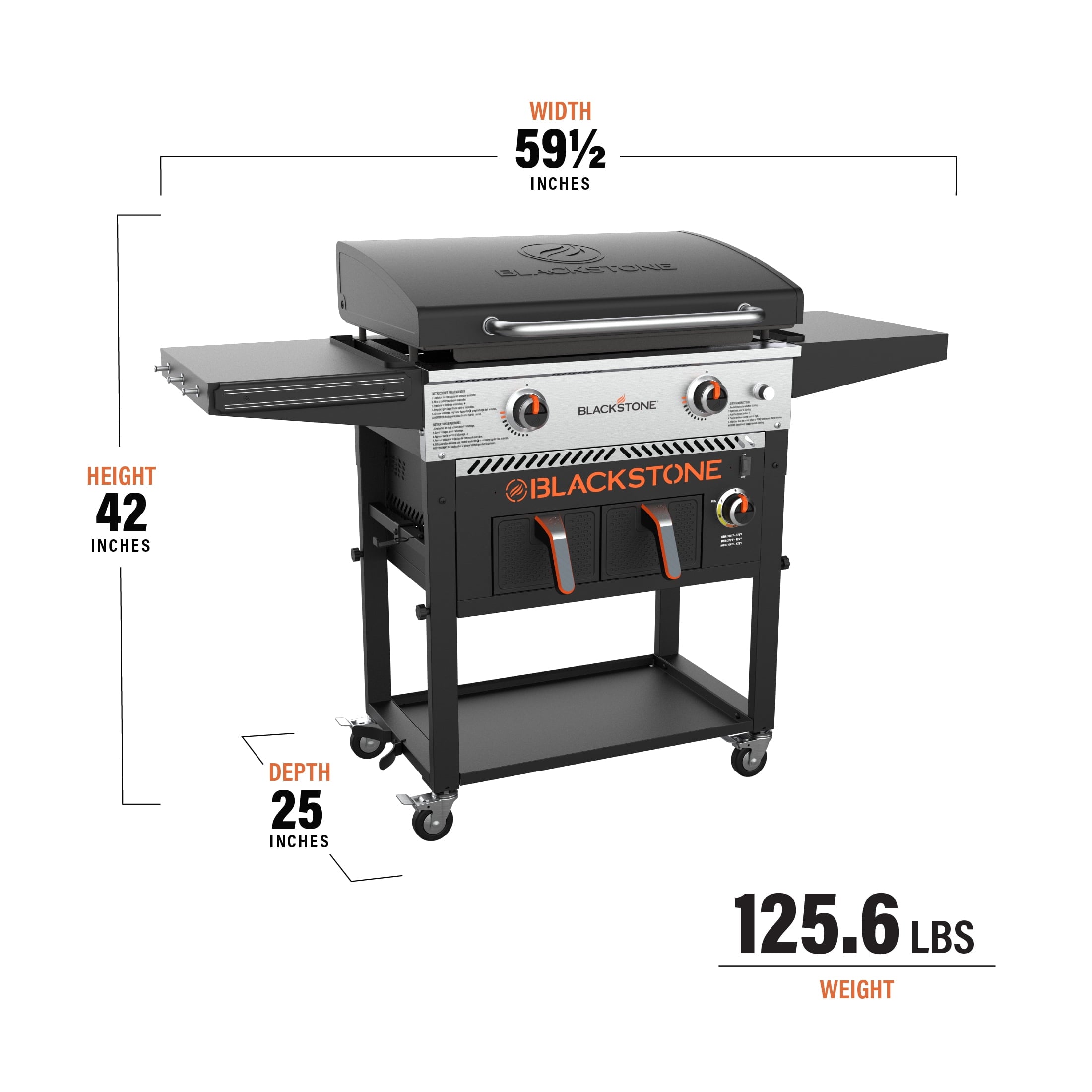 Blackstone Outdoor Combo Griddle, 28 Inch 2-Burner Flat Top Grill with Air Fryer and Hood, Black Gas Grills