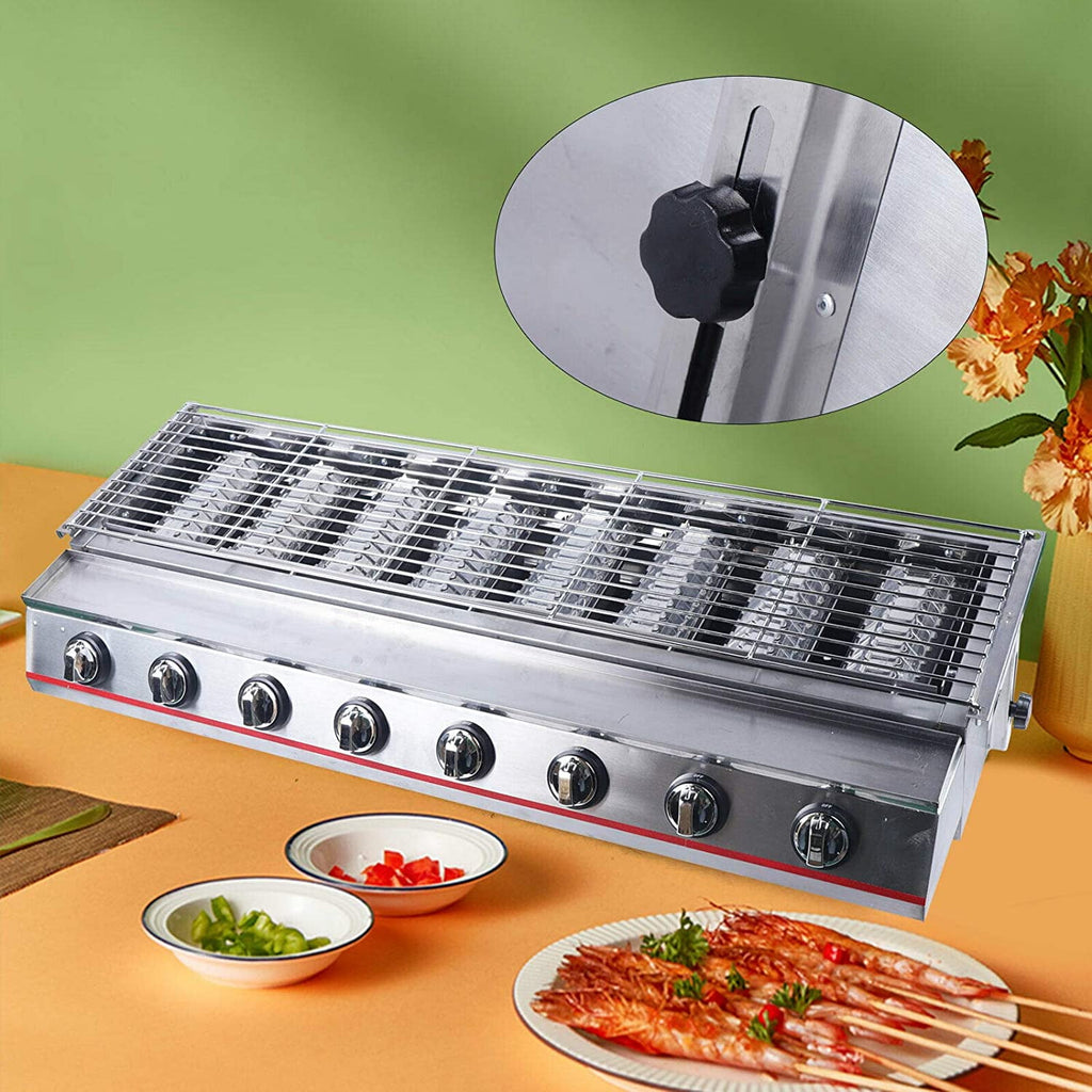 FETCOI 8-Burner Gas Grill Outdoor Tabletop Gas BBQ Grill Commercial 2800Pa Stainless Steel Gas Grill for Camping Picnicking Gas Grills