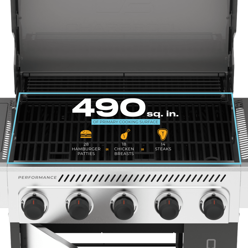 Charbroil Performance Series? FlavorMax? 5 Burner Gas Grill Cabinet with Side Burner Gray Stainless Charbroil