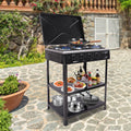 5-Burner Gas Stove Outdoor Camping Cooking BBQ Grill with 2-Tier Storage Rack Unbranded