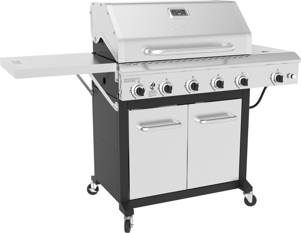 Nexgrill?Deluxe 5-Burner Propane BBQ Grill with Side Burner and Foldable Side Table, Stainless Steel Control Panel, Electric Ignition, 60,000 BTUs Output, Gas Grill Perfect for Gatherings - 72 Nexgrill