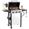 Segmart 3 Burner BBQ Propane Gas Grill, Stainless Steel 27,000 BTU Patio Garden Barbecue Grill with Side Tables, Hanging Basket & Thermometer, Perfect for Camping, Outdoor Cooking Gas Grills