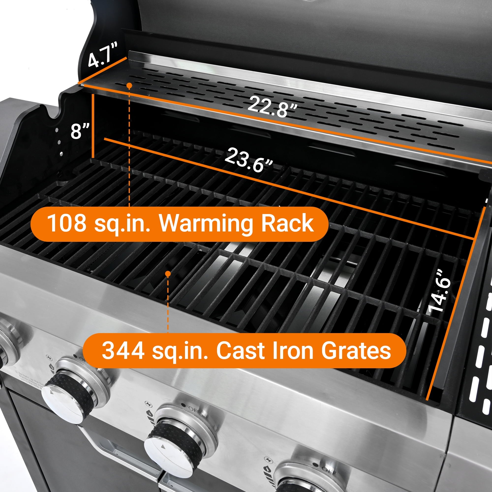 4 Burner BBQ Propane Gas Grill with Side Burner, Outdoor Stainless Steel 46790 BTU Patio Garden BBQ Grill with Lid, Wheels for Camping, Outdoor Cooking Gas Grills