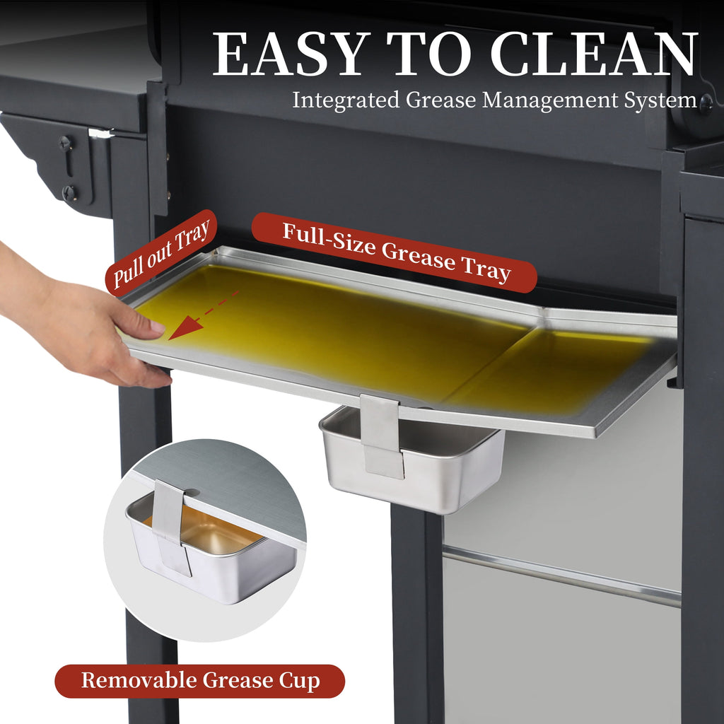 CIG GARDEN 3-Burner Propane Gas Grill with Folding Side Tables, Full-Size Grease Tray, and Removable Grease Cup CIG GARDEN