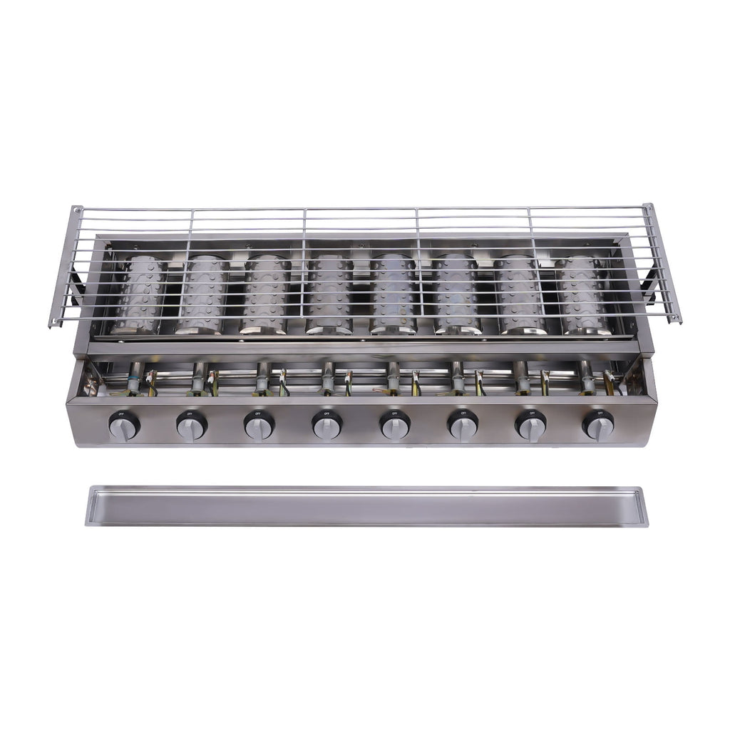 40.94*15.7*7.9in 8 BBQ Gas Grill 201 Stainless Steel Silver Patio Garden Barbecue Grill for Restaurants Barbecue Restaurants Unbranded