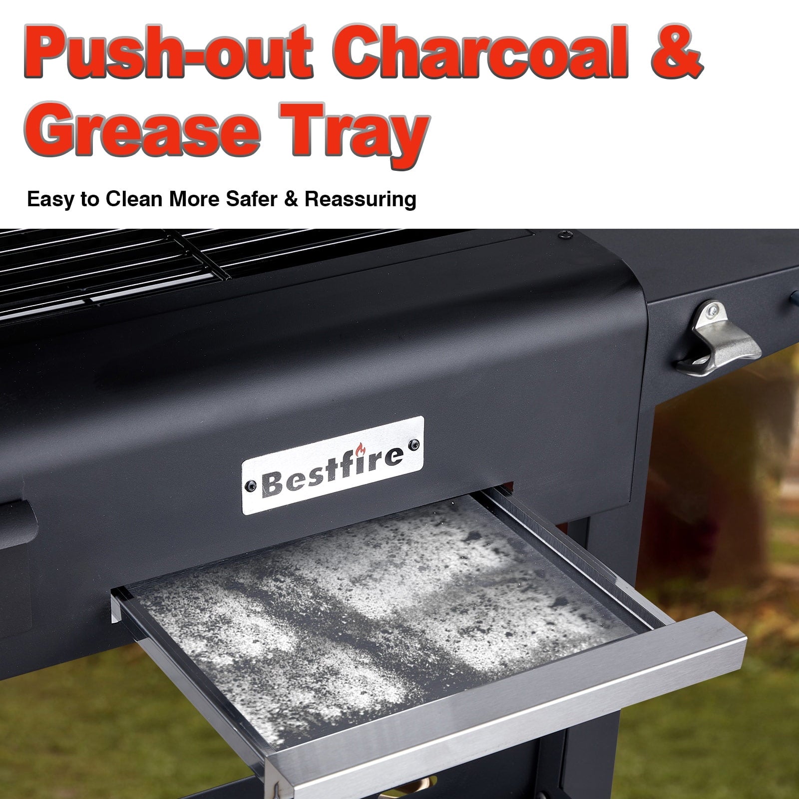 Bestfire Double Fuel Propane Gas Charcoal Grill Combo Black Dual Lids, 2 Side Shelves for Outdoor and Backyard Cooking Gas Grills