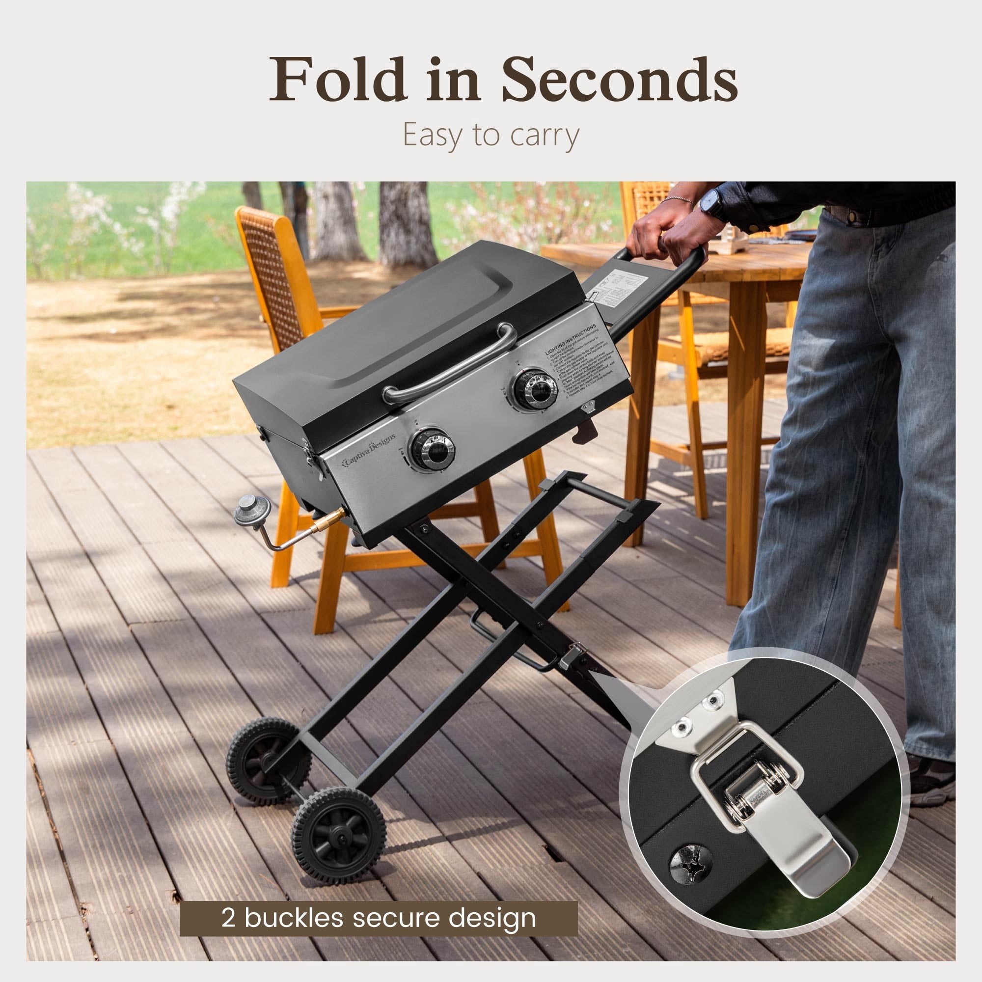 Alpha Joy Potable Outdoor Propane Gas Griddle with Wheels? 2-Burner Camping Flat Top Grill On The Go Alpha Joy