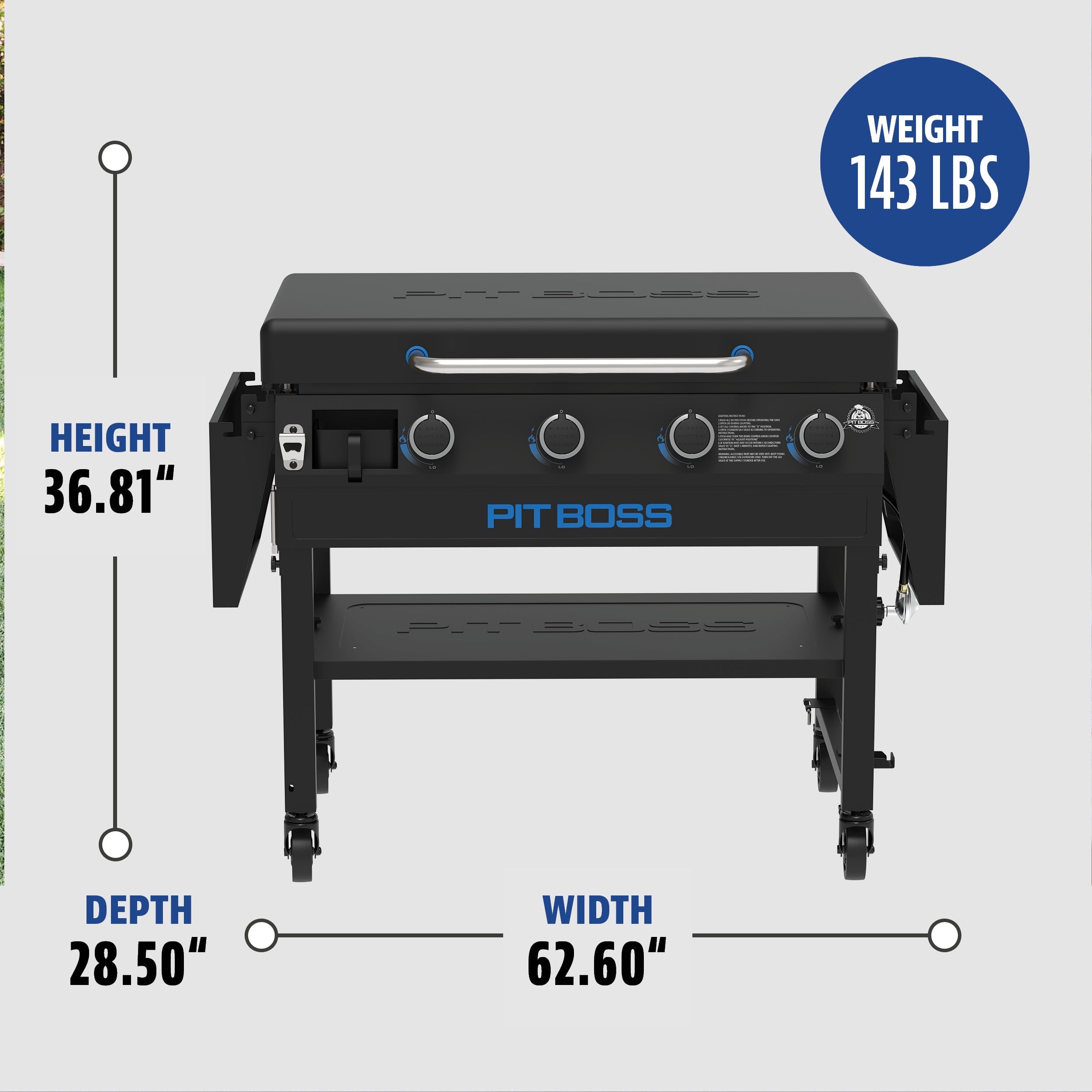 Pit Boss 4-Burner Deluxe Propane Griddle with Lid + Shelves Pit Boss