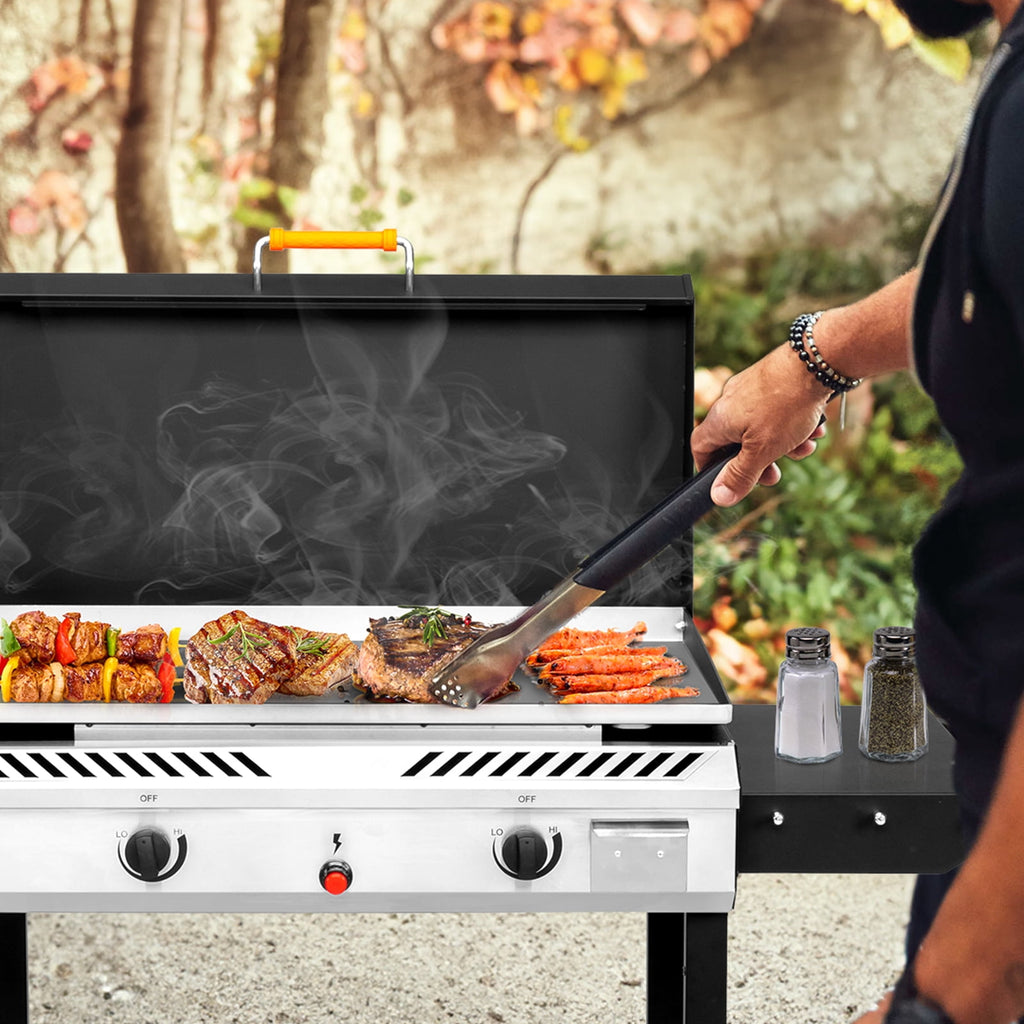 Zintown 2 Burner 150000-BTU Outdoor Stove Propane Gas Griddle with Portable Pan,Lid Zintown
