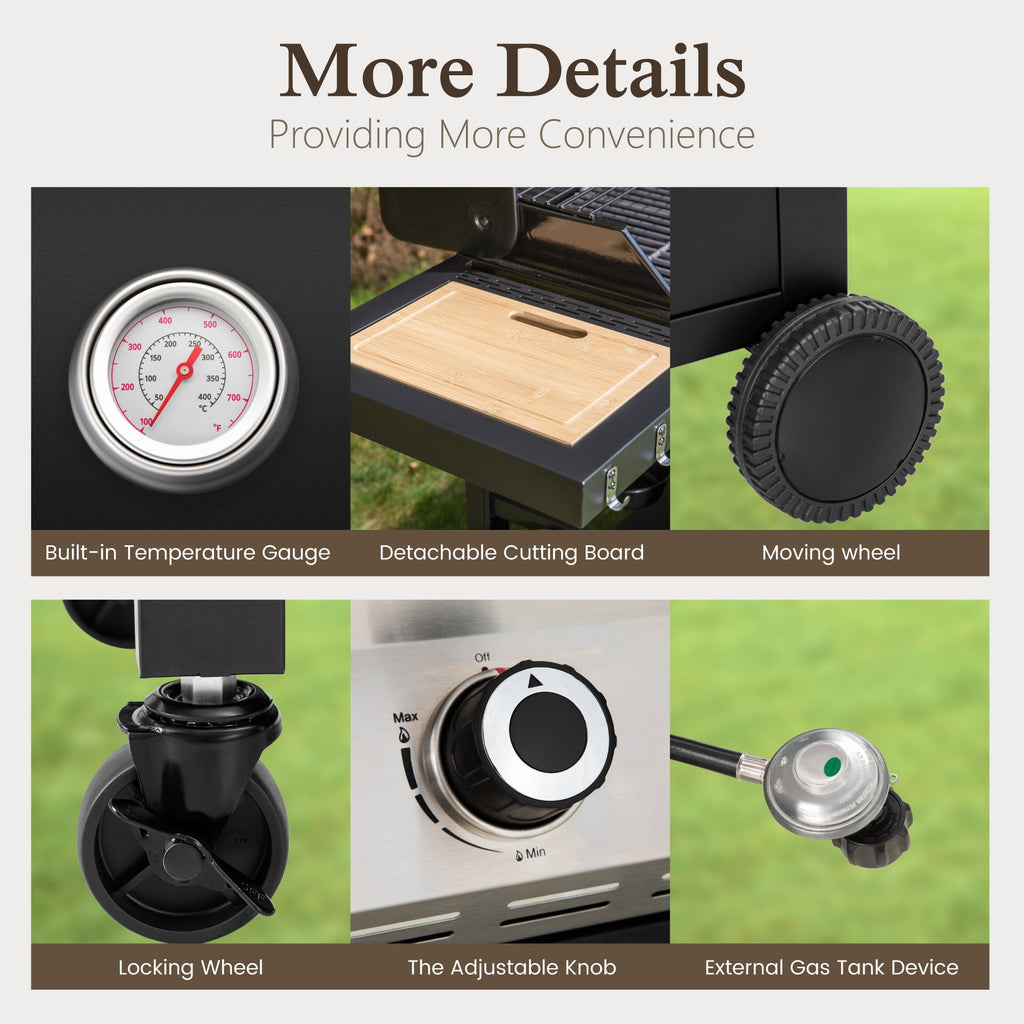 Alpha Joy 5-Burner Propane Gas Grill and Griddle Combo with Lids Total 54,000 BTU Alpha Joy