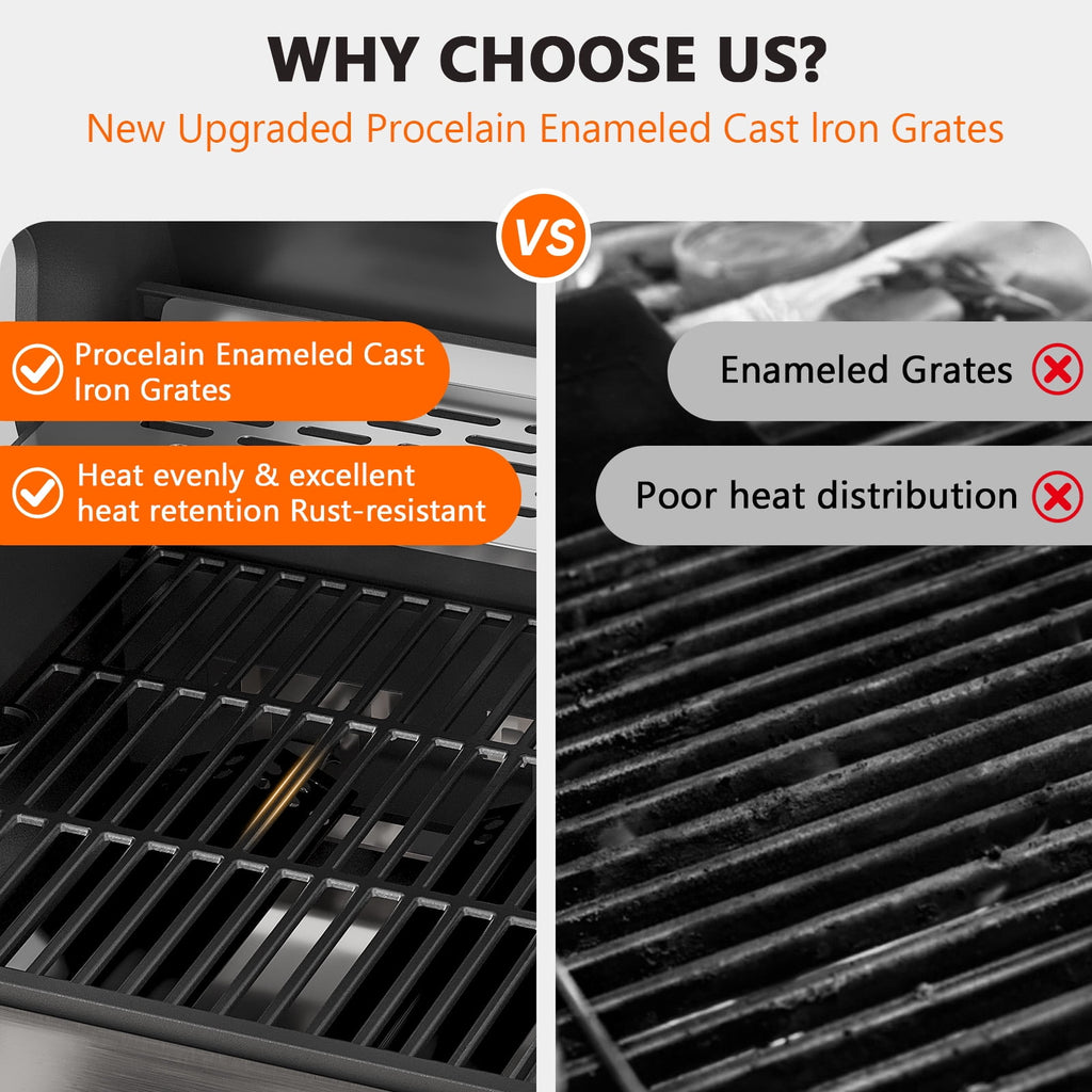 Gymojoy Outdoor 4 Burner Propane Gas Grill with Side Burner Stainless Steel BBQ Grill Gas Grills