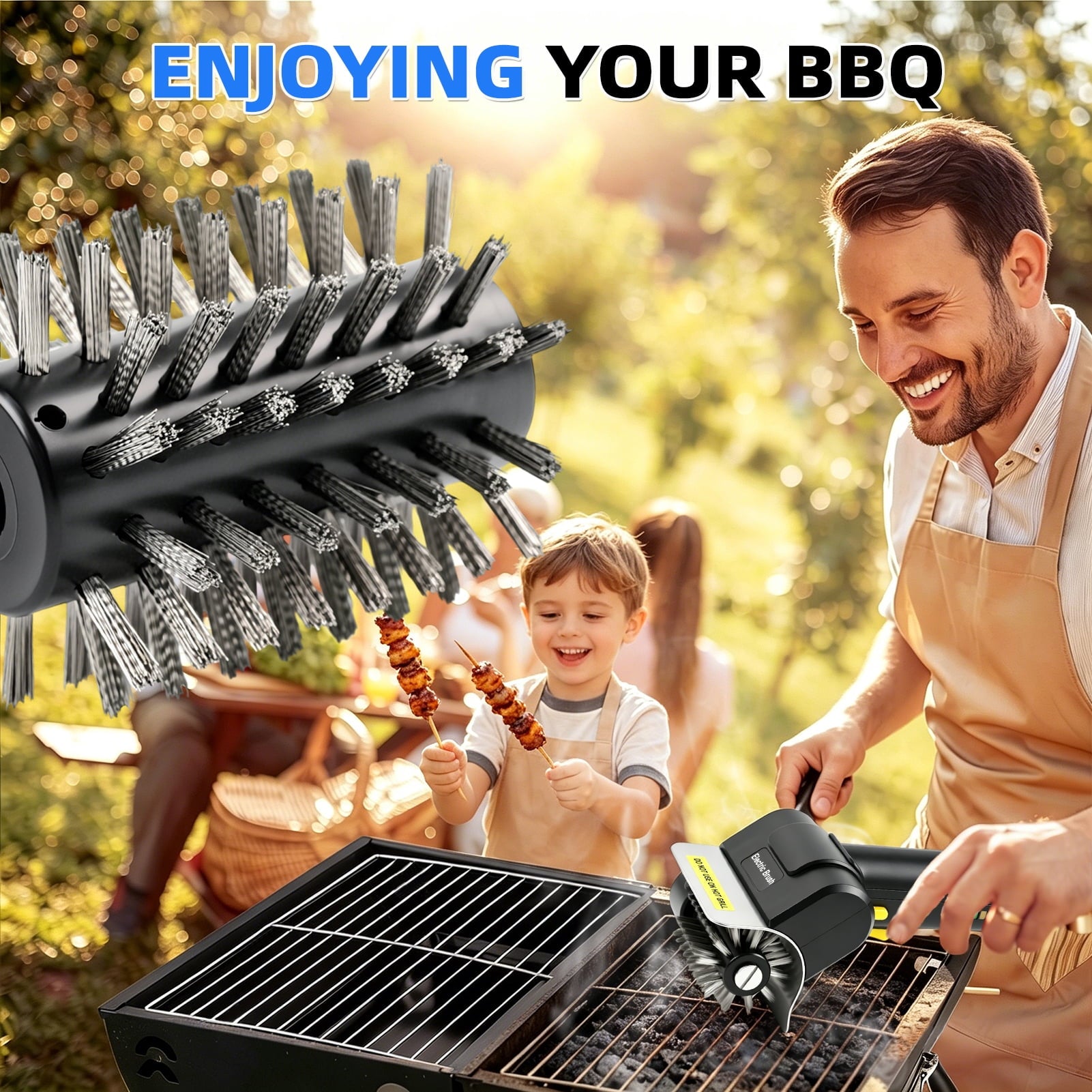 West Bay Electric Grill Brush for Outdoor Grill,600 RPM Cordless BBQ Grill Cleaner,Safe for Porcelain Cast Iron Stainless Steel,Type-C Rechargeable West Bay