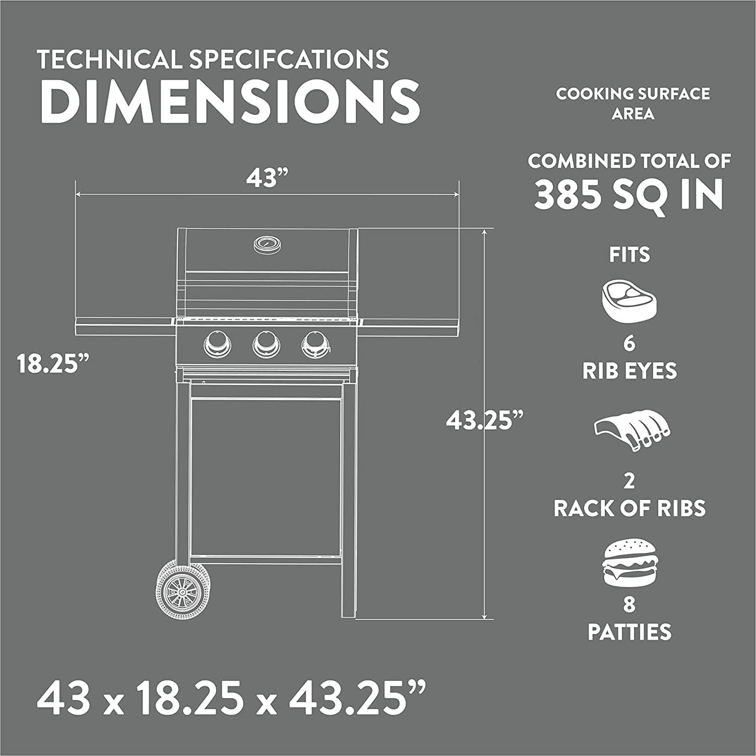 GasOne GP-1030S One 3 Burner Stainless Steel– Outdoor Cabinet Style with Wheels-High-Temperature Paint Gas One
