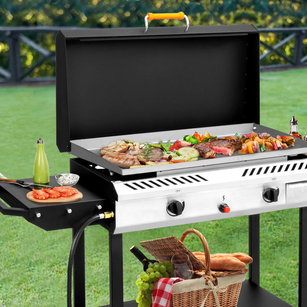 Zintown 2 Burner 150000-BTU Outdoor Stove Propane Gas Griddle with Portable Pan,Lid Zintown
