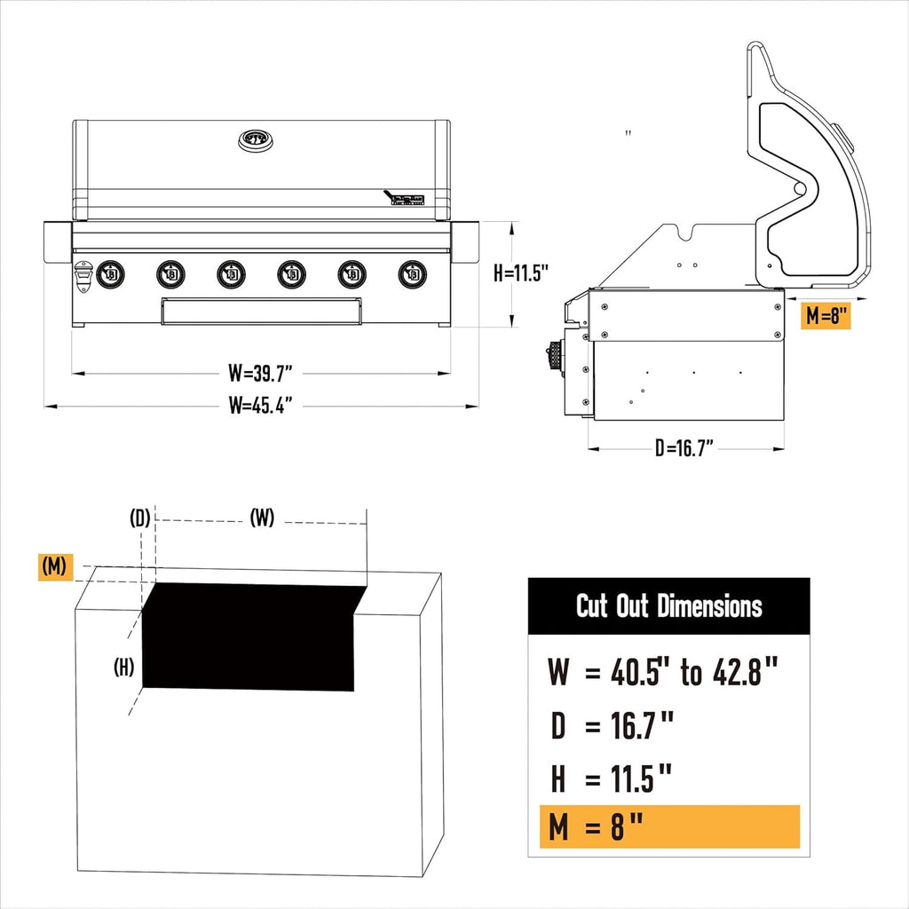 BRANDMAN GRILLS SINCE 1987 Stainless Steel 6 Burner Built-In Outdoor Kitchen Gas Grill Gas Grills