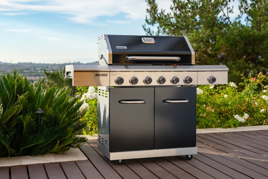 Nexgrill Deluxe 6-Burner Natural Gas Grill with Searing Side Burner and Griddle Insert, Stainless Steel Frame, 60,000 BTUs Output, BBQ Grill for Outdoor Gatherings - 730-0896GH Nexgrill