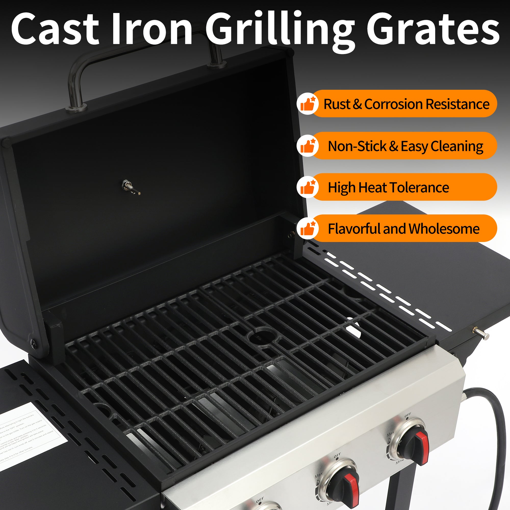 3-Burner Propane Gas Grill with Cast Iron Grate - 30000 BTU Output & Easy-Clean Grease Management for Perfect BBQs (3-Burner) Born Free