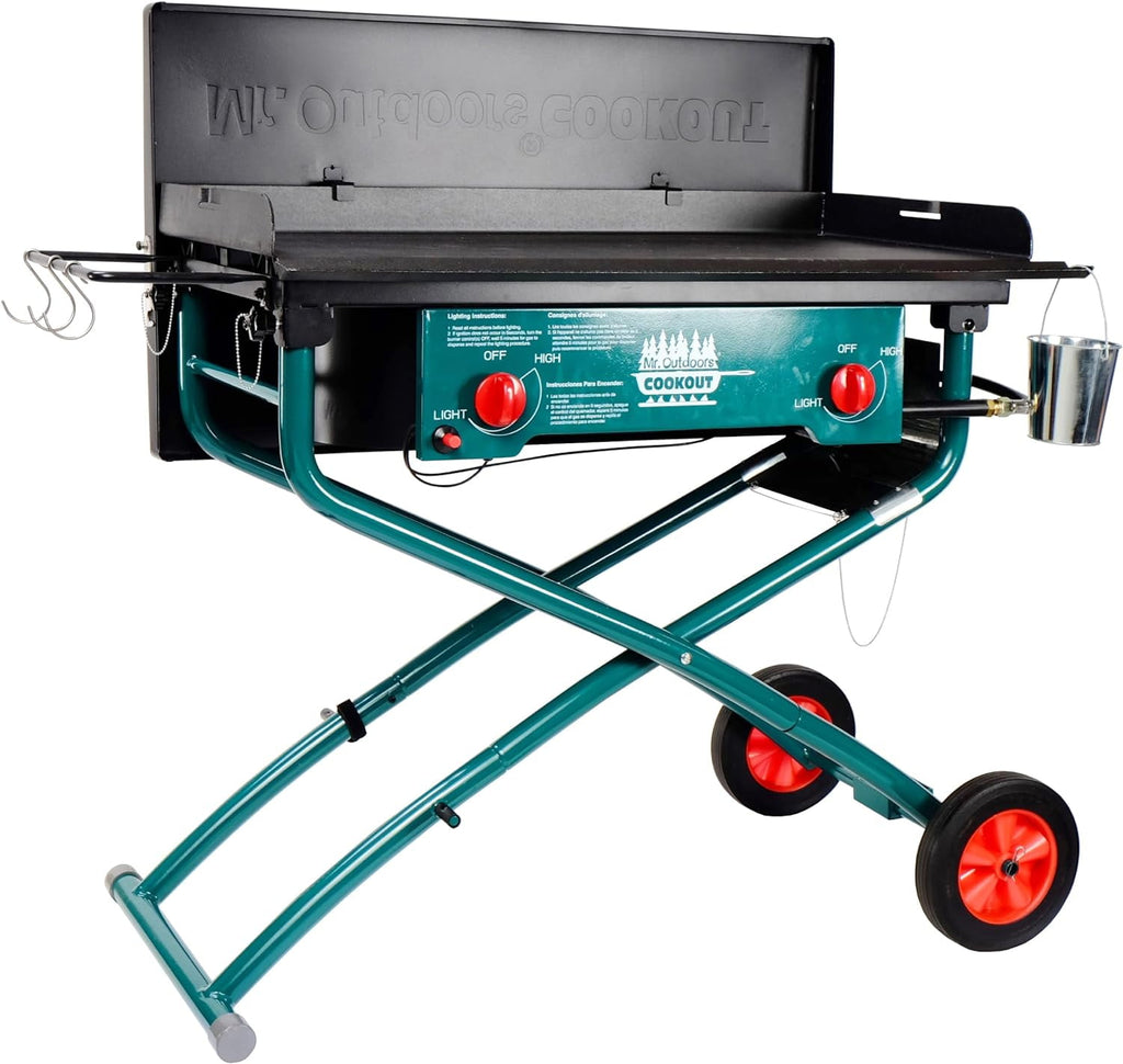 Mr. Outdoors Cookout Portable Cooker 80,000 BTU 2 Burner Camping Stove Gas Grill & Griddle Kit Mr. Outdoors Cookout