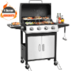 Enyopro 3 Burner Propane Gas Grill, 37,000BTU Stainless Steel BBQ Grill with Brush, Built-in Thermometer, 4 Universal Wheels for Outdoor Cooking Patio Backyard Gas Grills