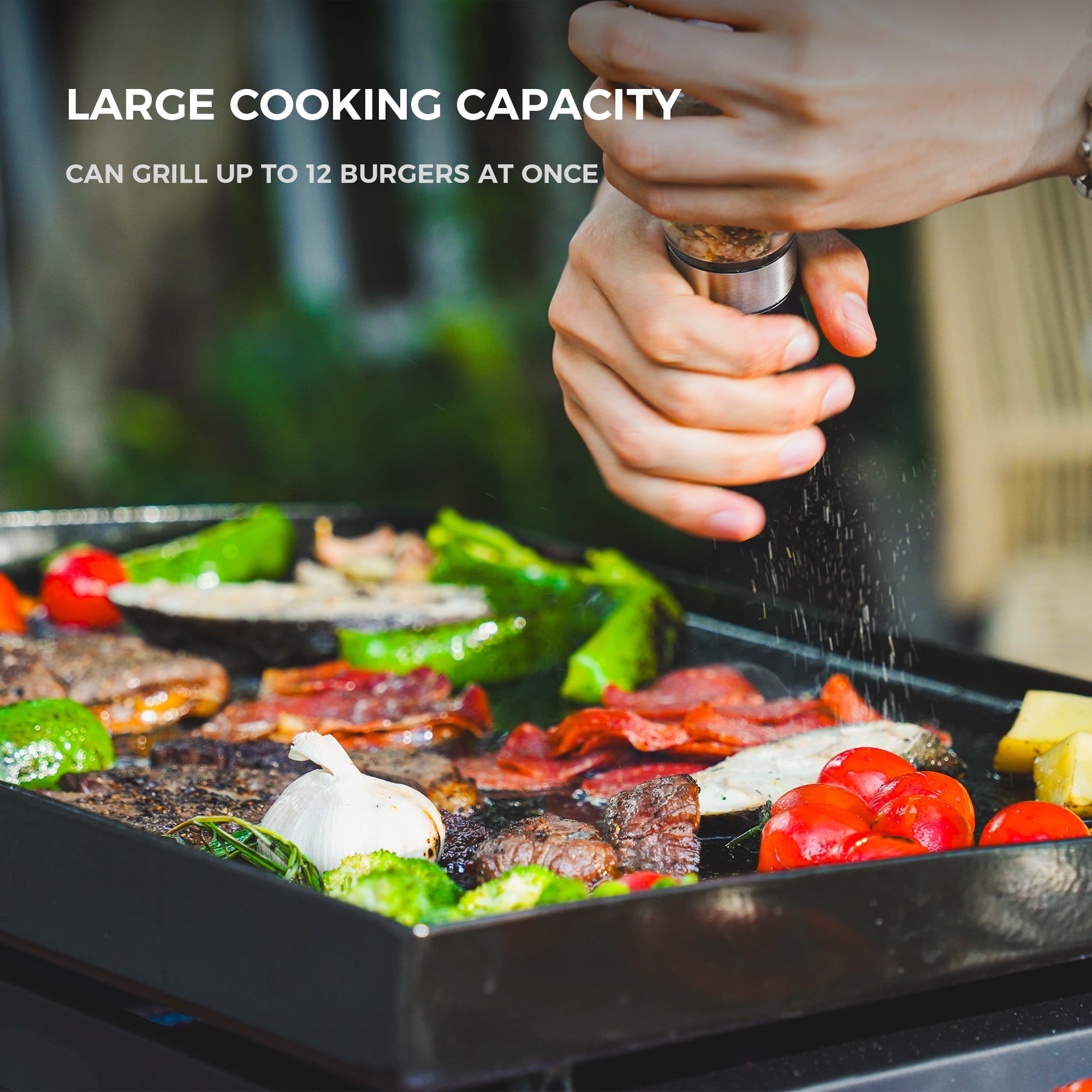 Master Cook 2-Burners Propane Griddle, Flat Top Gas Grill Griddle with Side Shelves for Outdoor BBQ, Camping Master Cook