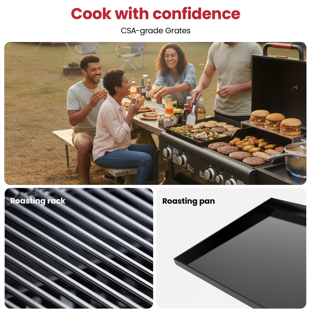 50,000 BTU Grill and Griddle Combo, 702 SQ.IN Cooking Space, Non-Stick Porcelain Enamel Grates, for Backyard BBQ, Outdoor Cooking Tcisa