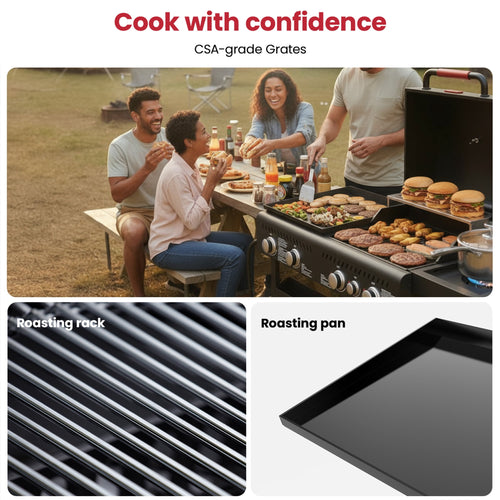 50,000 BTU Grill and Griddle Combo, 702 SQ.IN Cooking Space, Non-Stick Porcelain Enamel Grates, for Backyard BBQ, Outdoor Cooking Tcisa