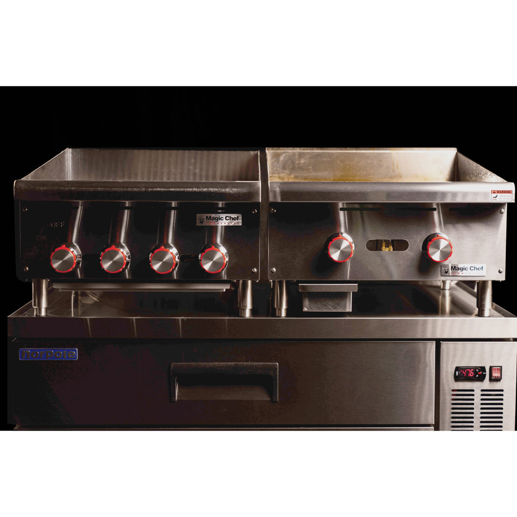 36 in. Commercial Natural Gas Manual Countertop Griddle in Stainless Steel Magic Chef