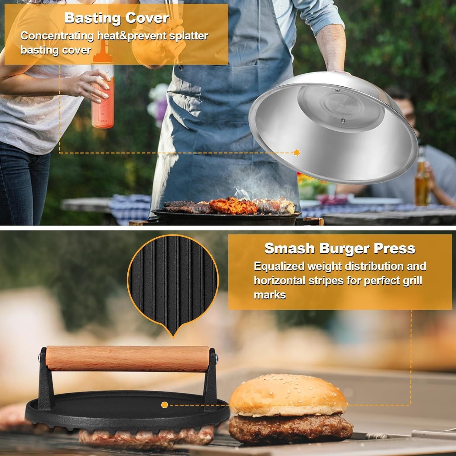 29pcs Griddle Accessories Kit,Grill Tools Set for Blackstone,Hibachi Enlarged Spatula Set with Basting Cover,Burger Press Patty Maker for Outdoor Teppanyaki BBQ Gas Grills