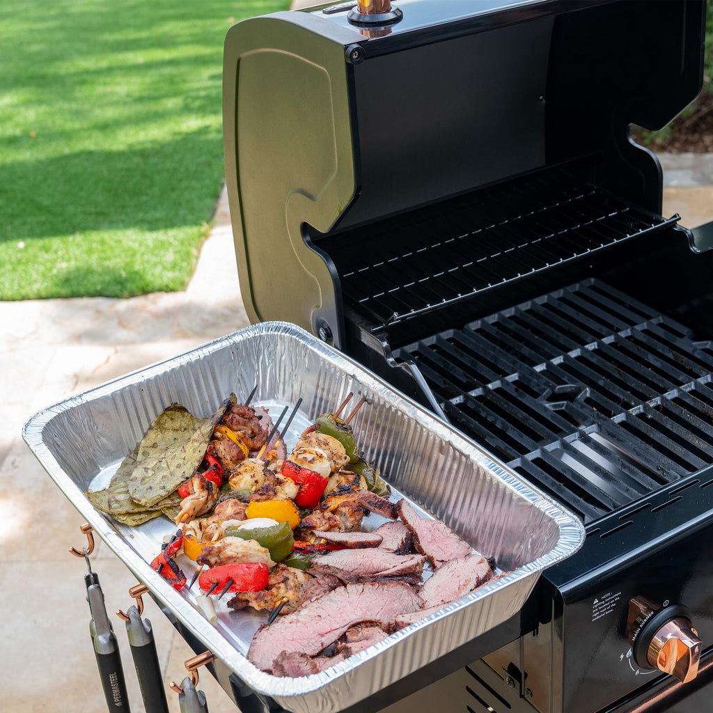 Permasteel 2-Burner Compact Propane Gas Grill with Foldable Sides, Black with Copper Accent Gas Grills