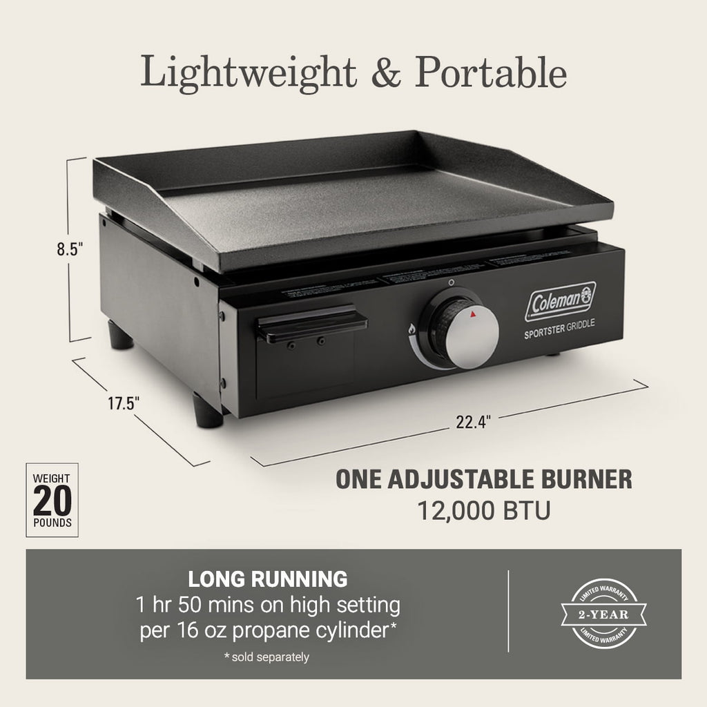 Coleman Sportster Tabletop 17-inch Griddle, Black Coleman