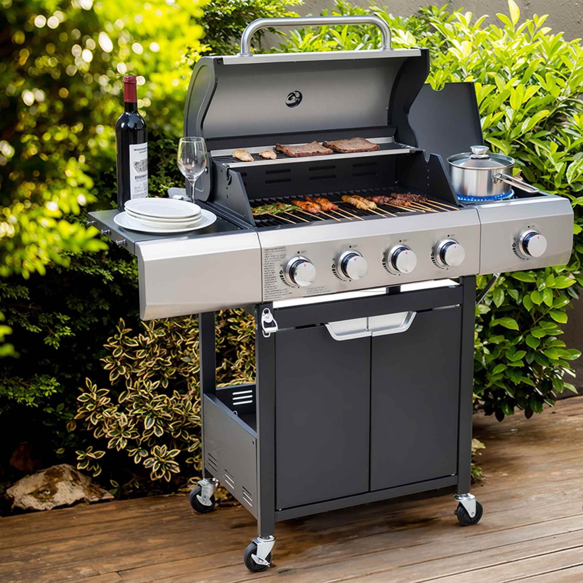 Segmart 4-Burner Gas Grill, 51,000 BTU Stainless Steel Propane Grill with Cast Iron Grates, Outdoor Barbecue with Large Cooking Space and Side Tables, Outdoor Kitchen Grill for Patio & Backyard My Store