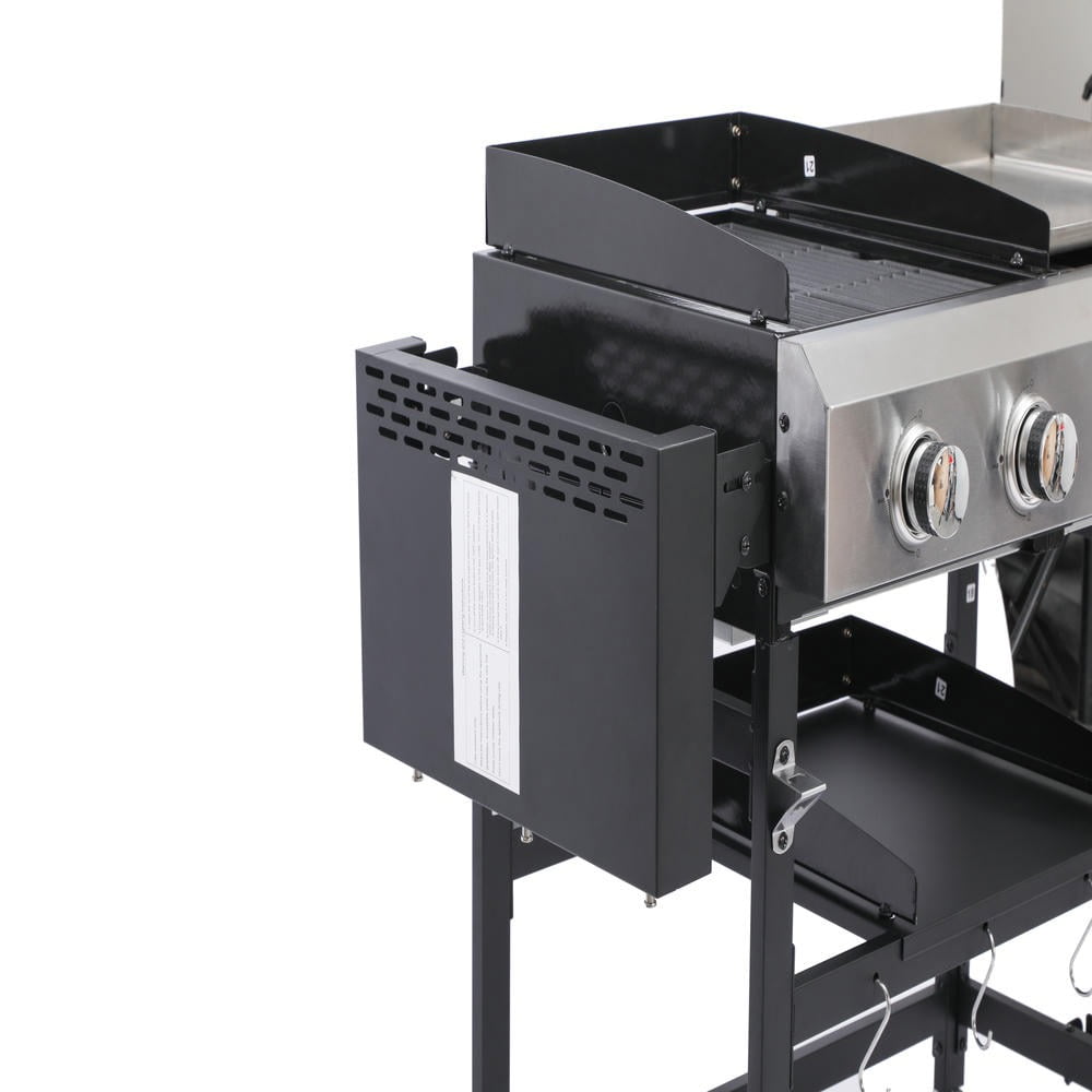 Kadyn Garden Grill with 2+2, Patio Backyard Barbecue Grill for Outdoor, BBQ, Camping, Black Kadyne