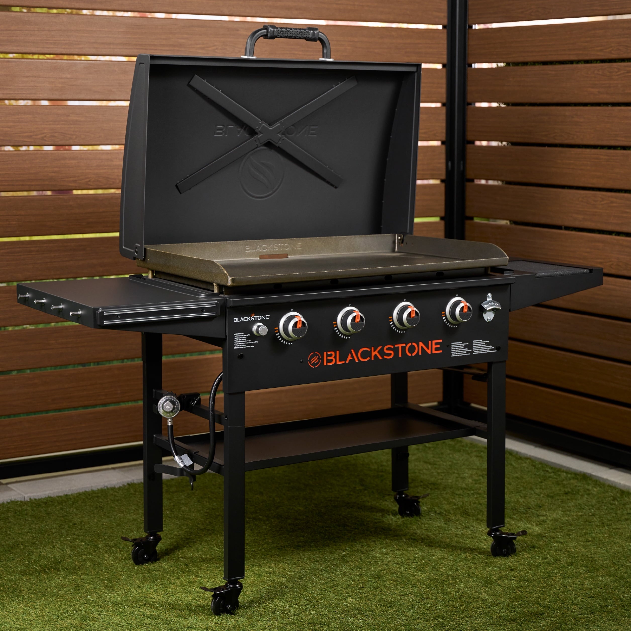 Blackstone Original Outdoor Griddle, 4-Burner 36 Propane Flat Top Grill with Hood, Black Blackstone