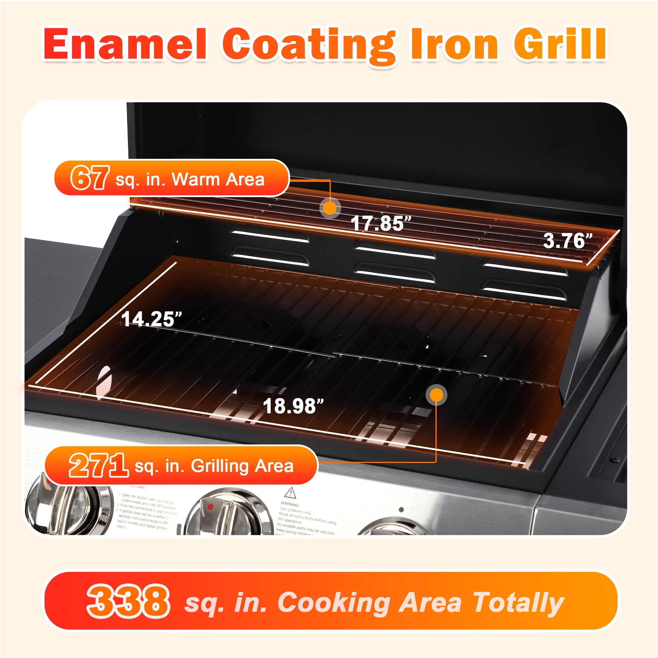 3-Burner Propane Gas Grill with Side Burner, Gas BBQ Grill with Thermometer, Bottle Opener, and Tool Hooks, 40000 BTU Output, Fit for Patio Camping Outdoor Cooking Segmart