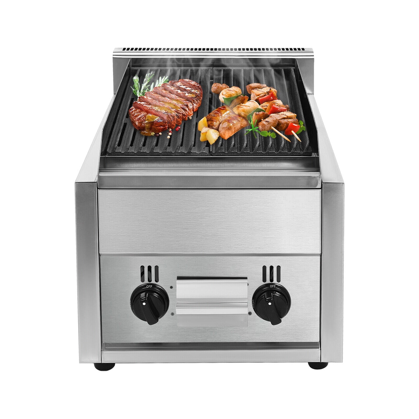 21 Radiant Char Broiler Grill 2 Burner Gas & Propane Commercial Restaurant Gas Grill 2800Pa for Backyard, Garden, Courtyard, Terrace