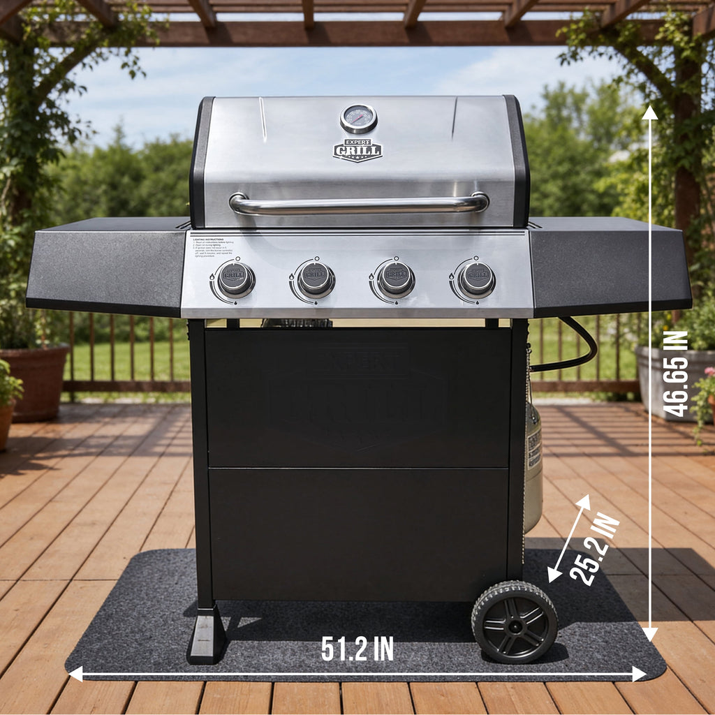Expert Grill, 4-Burner Propane Gas Grill with Side Table and Wheels, Stainless Steel Gas Grills