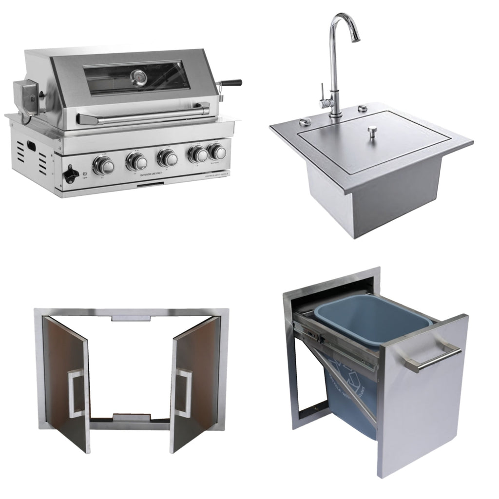 Navratil 4-Burner Silver Propane Built-in Outdoor Gas Grill with Rust Resistant Navratil