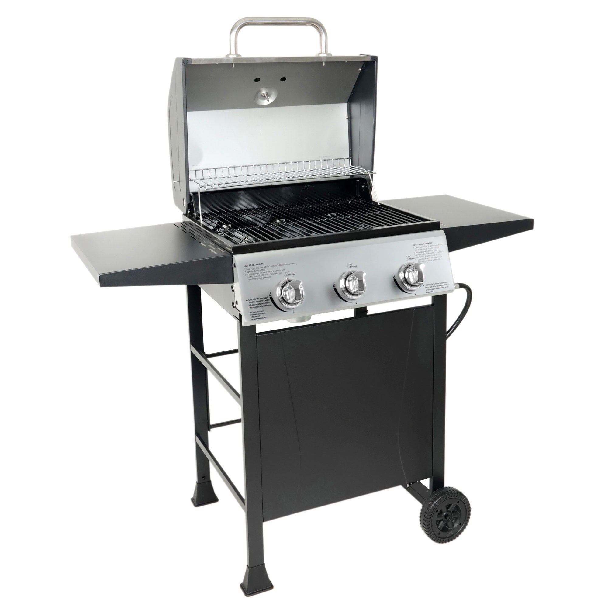 Grill Boss 27,000 BTU 3 Burner Propane Gas Grill w/Wheels, Cover, & Side Shelves Gas Grills