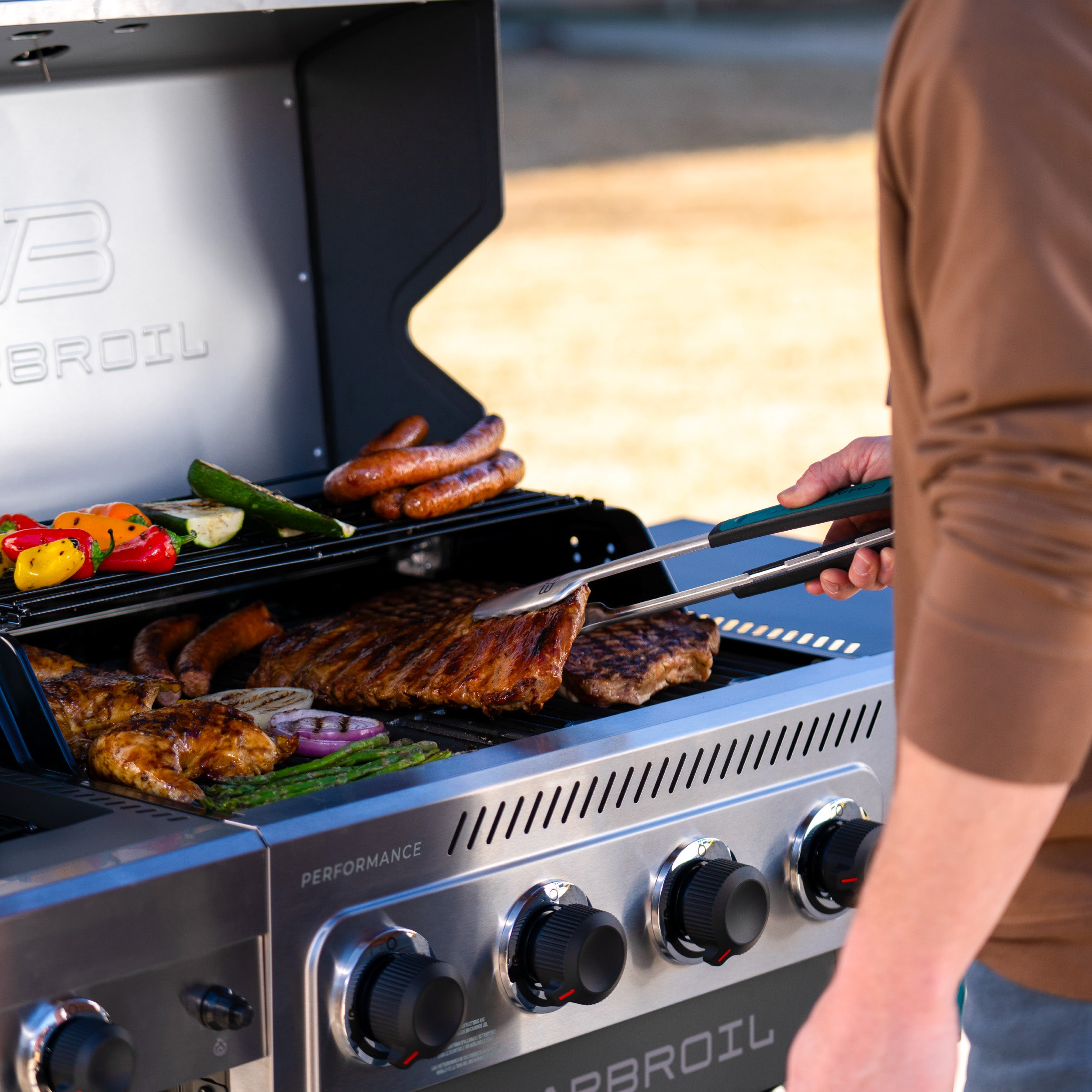 Charbroil? Performance Series? FlavorMax? 4-Burner Cart Gas Grill with Side Burner, Stainless Charbroil