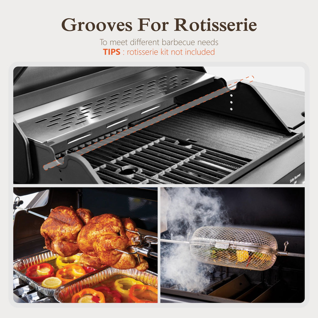 Alpha Joy 4-Burner Propane Gas Grill and Griddle Combo with Side Burner in Black Gas Grills