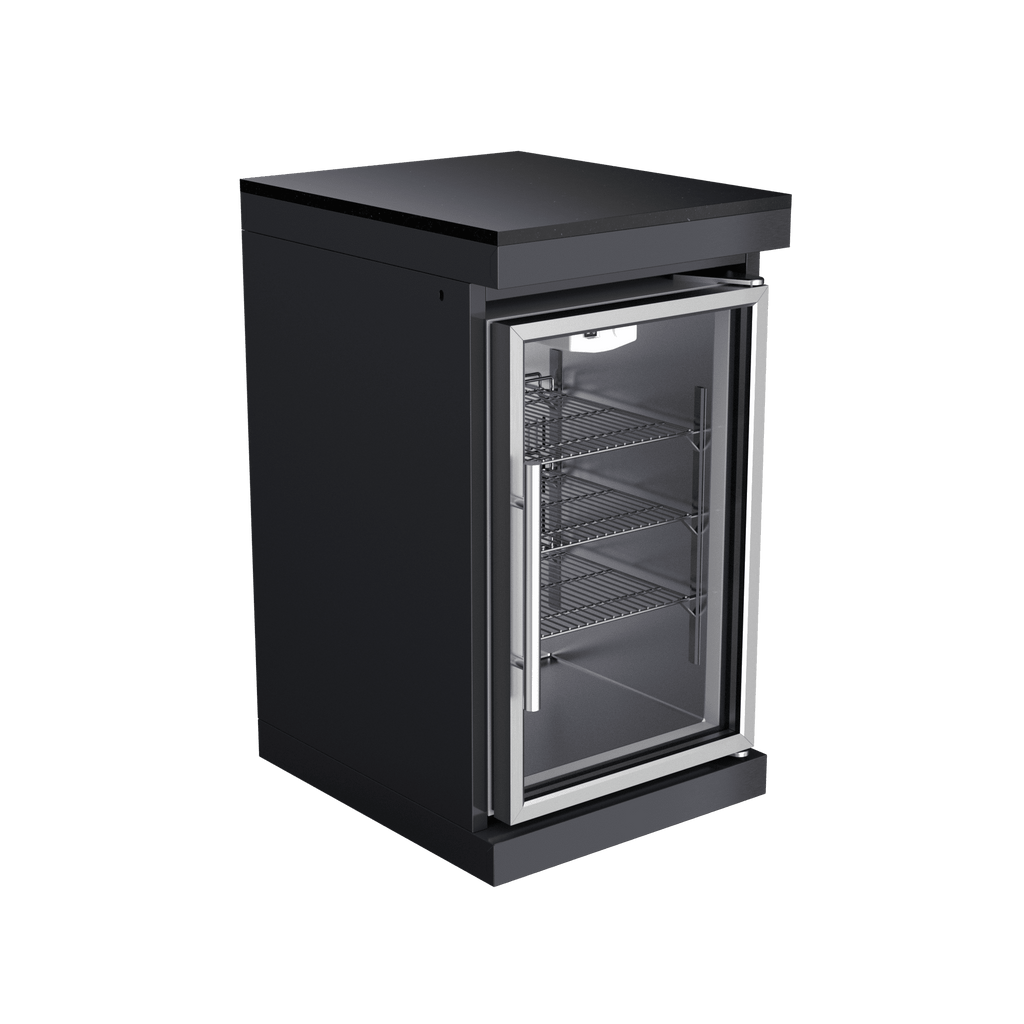 110-Inch 4-Burner 72000 BTU Deluxe Stainless Steel Propane Gas Outdoor Kitchen Bar Barbecue Island Grill Wine Cooler Compact+Refrigerator+Rotisserie+Granite Countertops+Storage Cabinets & Drawers HomeMindful