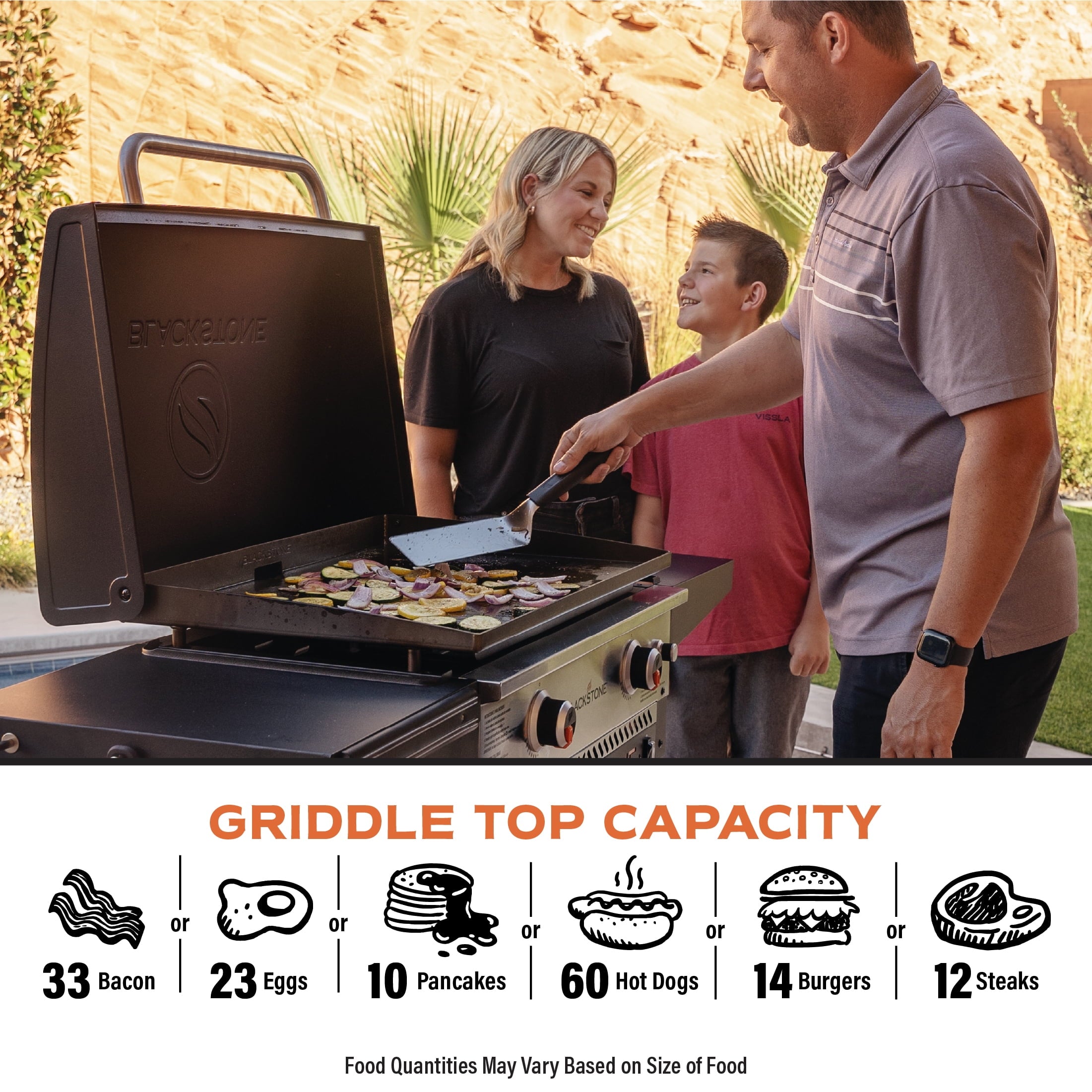 Blackstone Outdoor Combo Griddle, 28 Inch 2-Burner Flat Top Grill with Air Fryer and Hood, Black Gas Grills