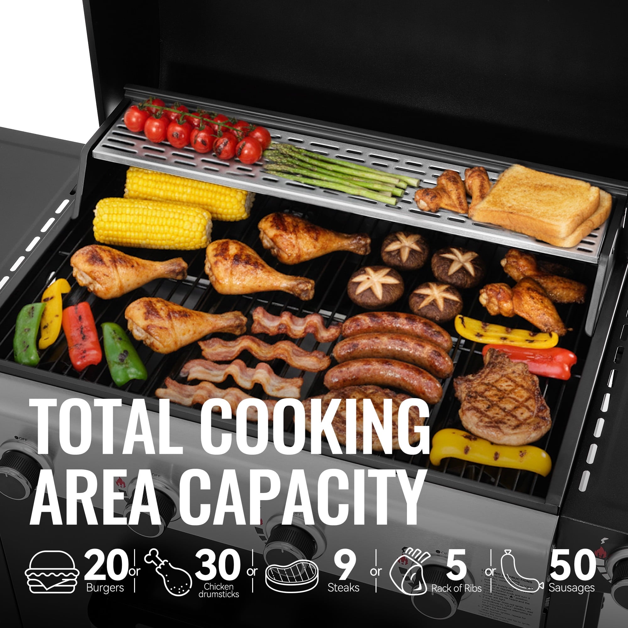 Royal Gourmet GH4001H 4-Burner Gas Grill with Side Burner, Cart Style with Front Board, for Outdoor, Patio, Backyard and Balcony, Black Royal Gourmet