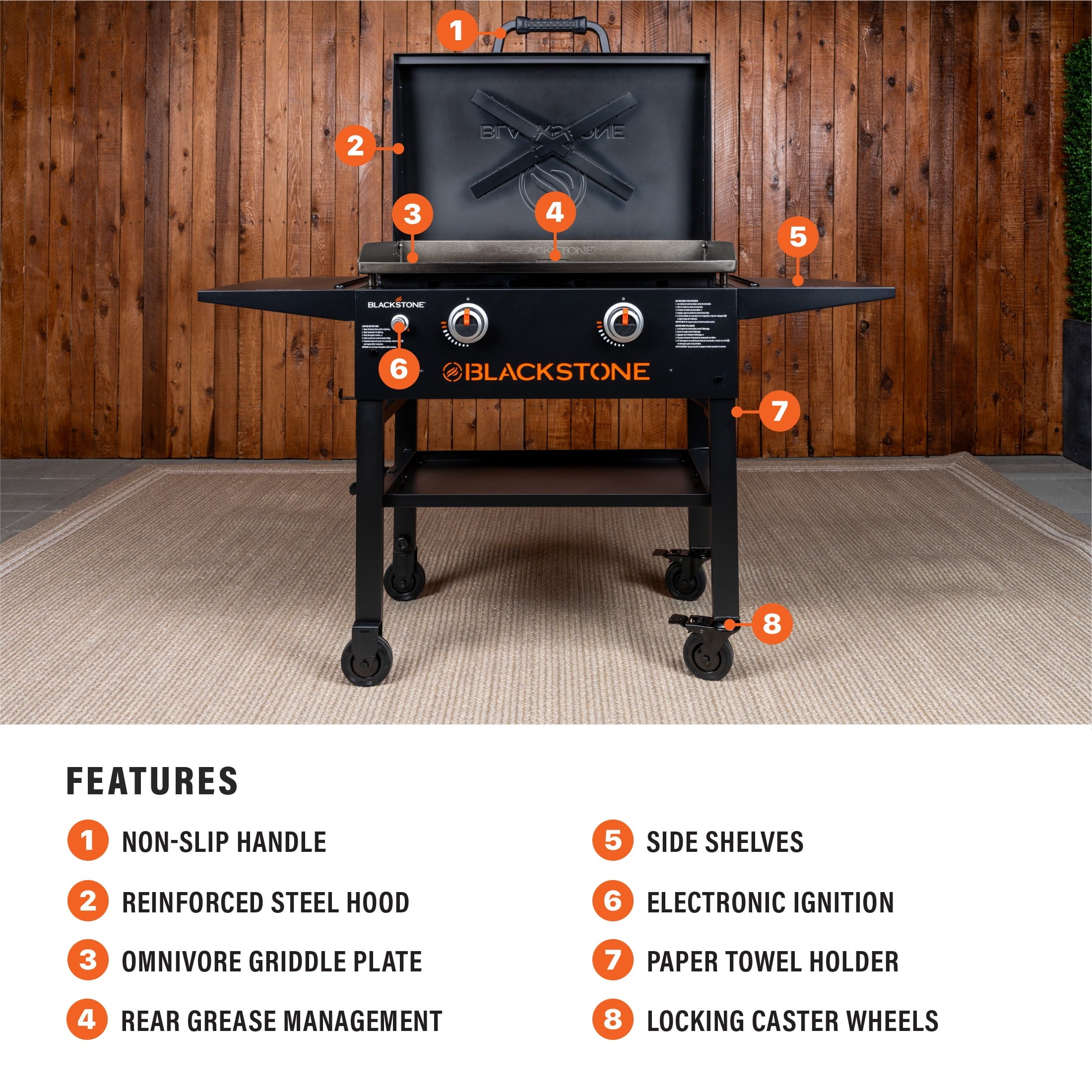 Blackstone Original Outdoor Griddle, 28 Inch 2-Burner Flat Top Grill with Hood, Black Blackstone