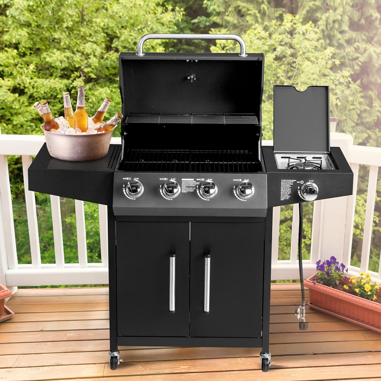 SalonMore Outdoor Gas Grill with Side Stove 58000BTU for Patio Outdoor Party Cooking BBQ SalonMore